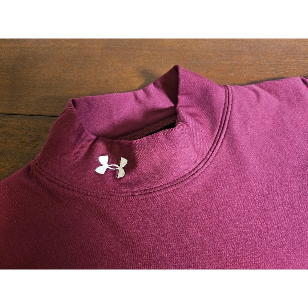 Under Armour Mock Neck Shirt XXL Maroon Long Sleeve Base Layer Top